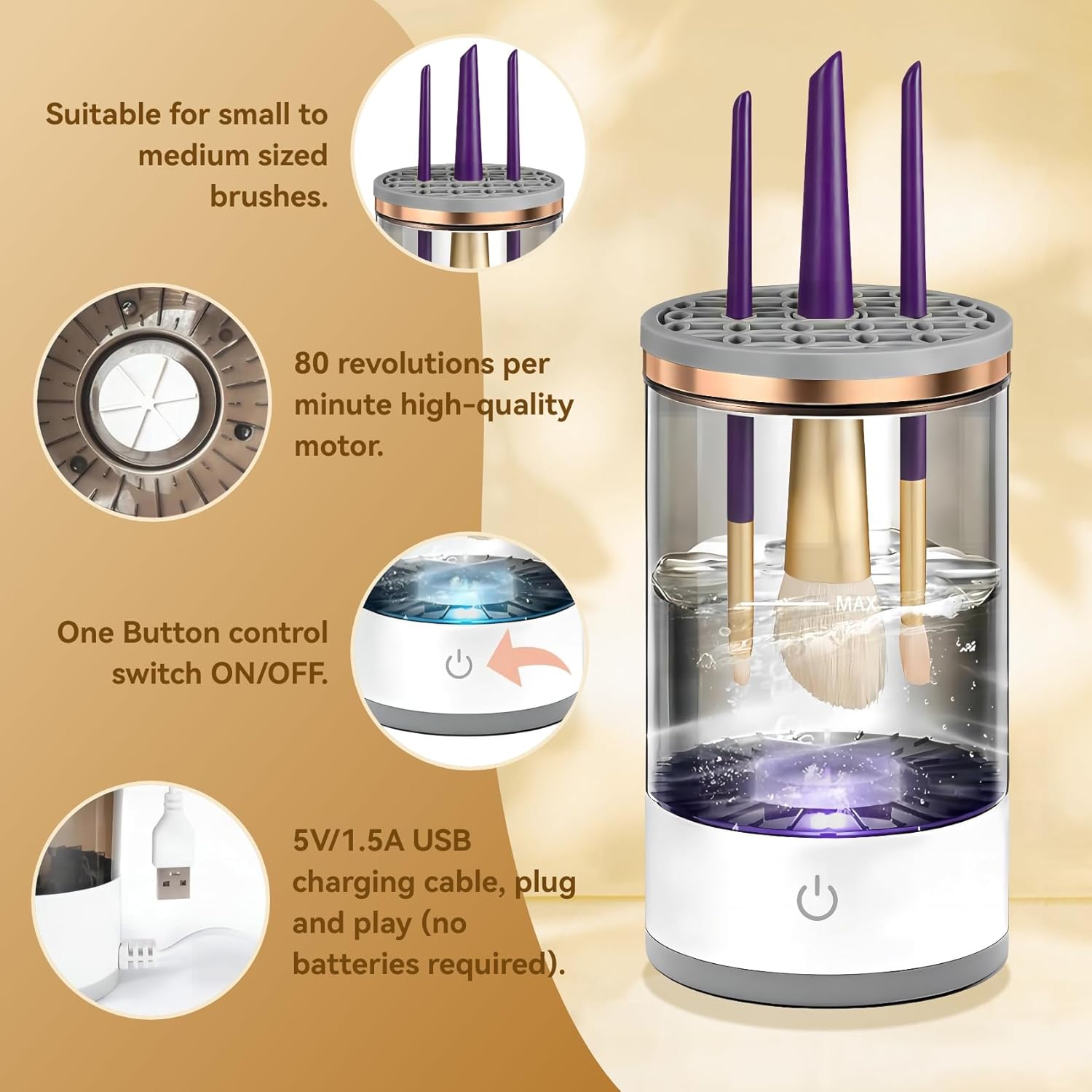 Electric Makeup Brush Cleaner – Automatic Portable Brush Cleaning Machine for Quick Drying