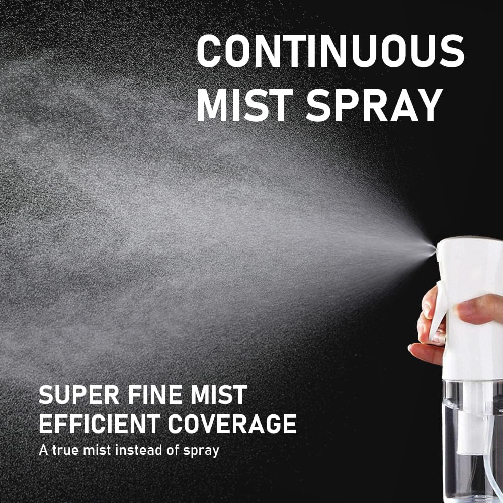 Continuous Mist Spray Bottle – 6.8oz Fine Water Sprayer (2 Pack)