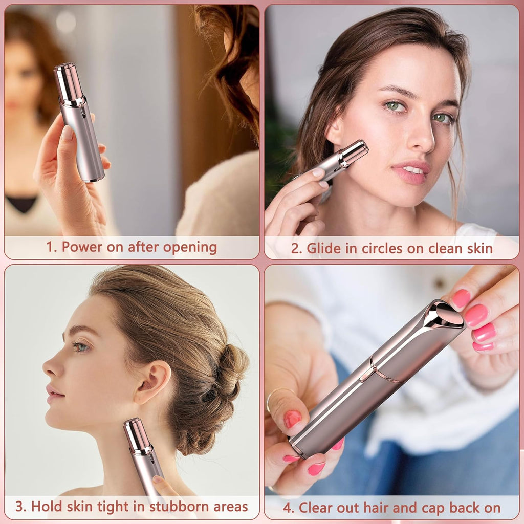 Facial Hair Remover for Women – Painless Electric Face Shaver with Light