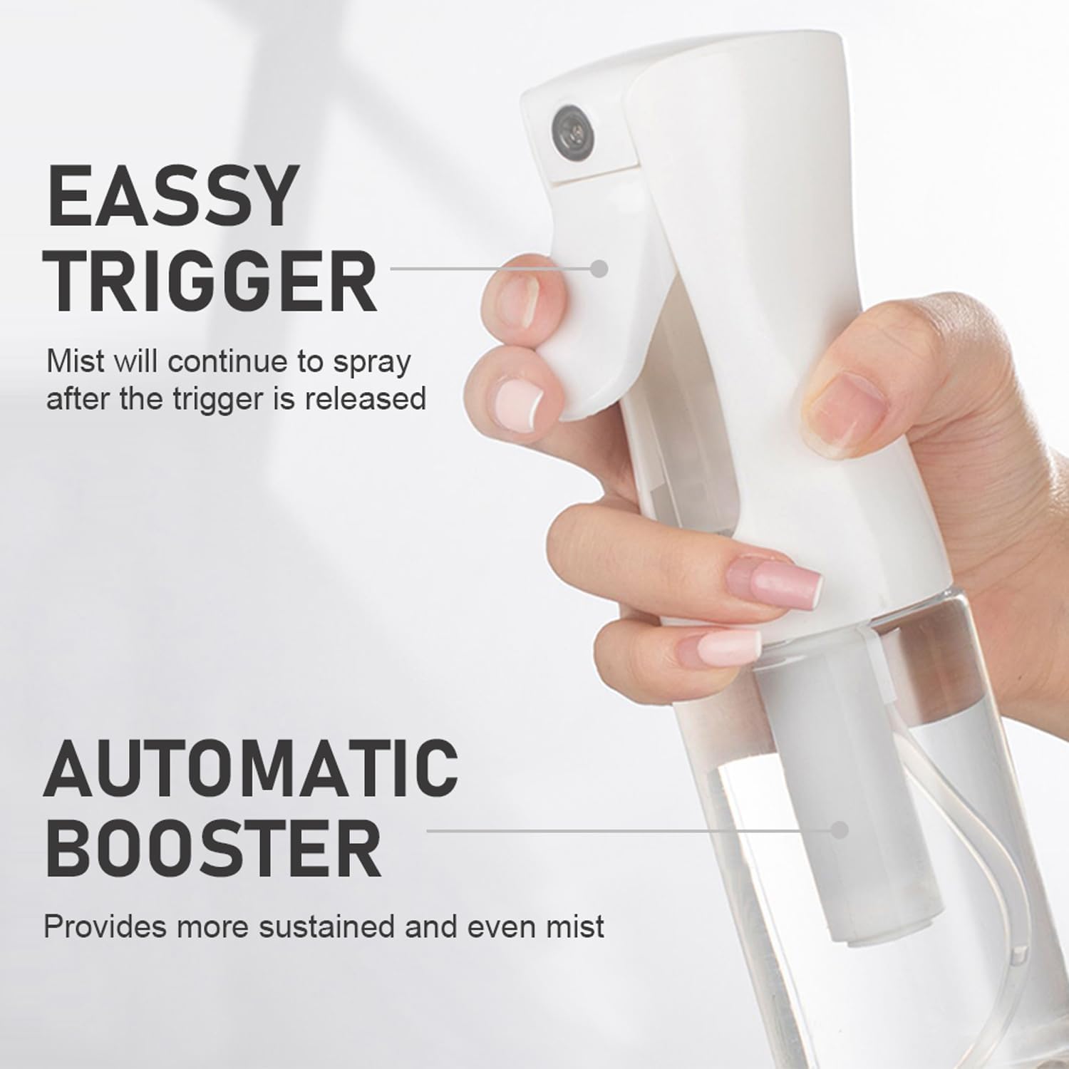 Continuous Mist Spray Bottle – 6.8oz Fine Water Sprayer (2 Pack)