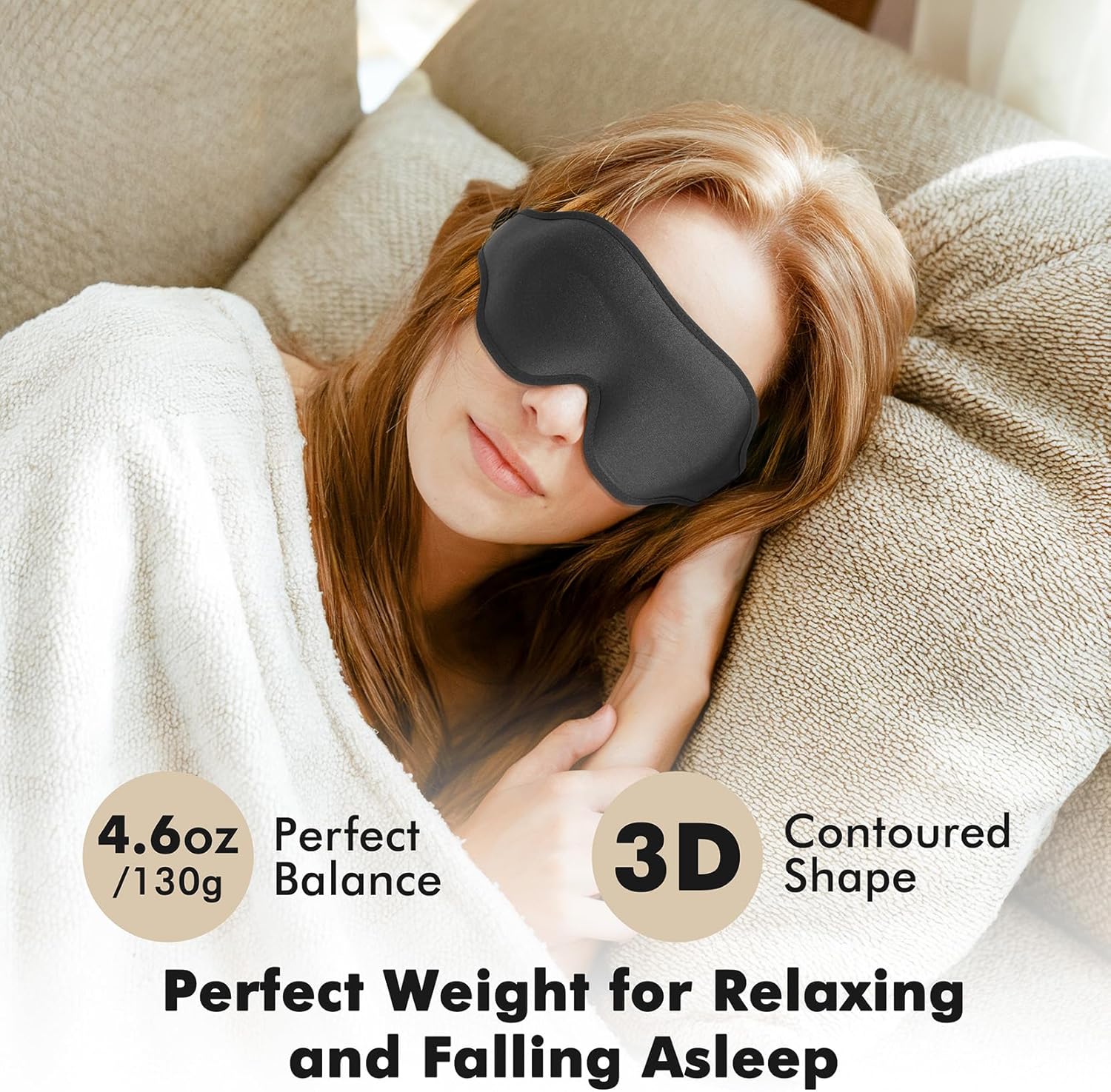 Weighted Sleep Eye Mask – 3D Blackout Eye Mask for Deep Sleep